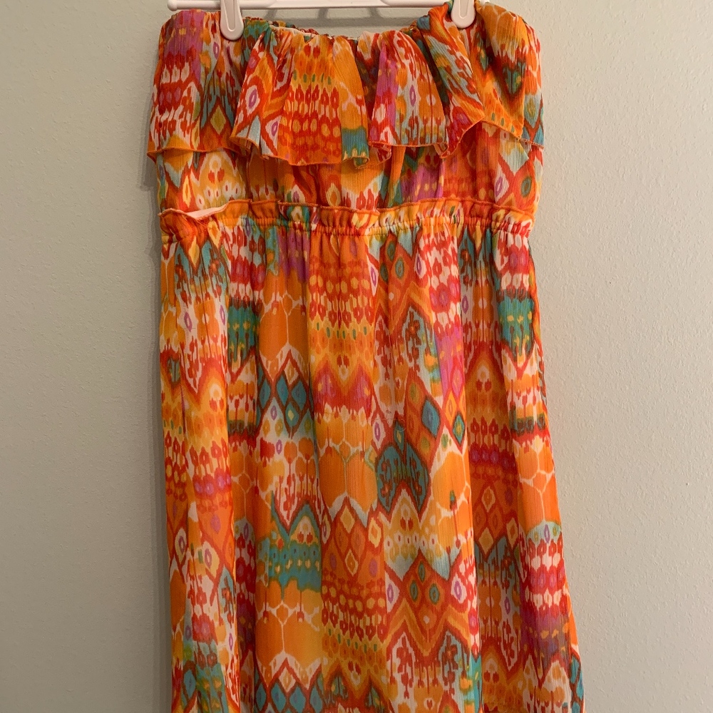 Karlie Aztec Print Strapless Mini Dress